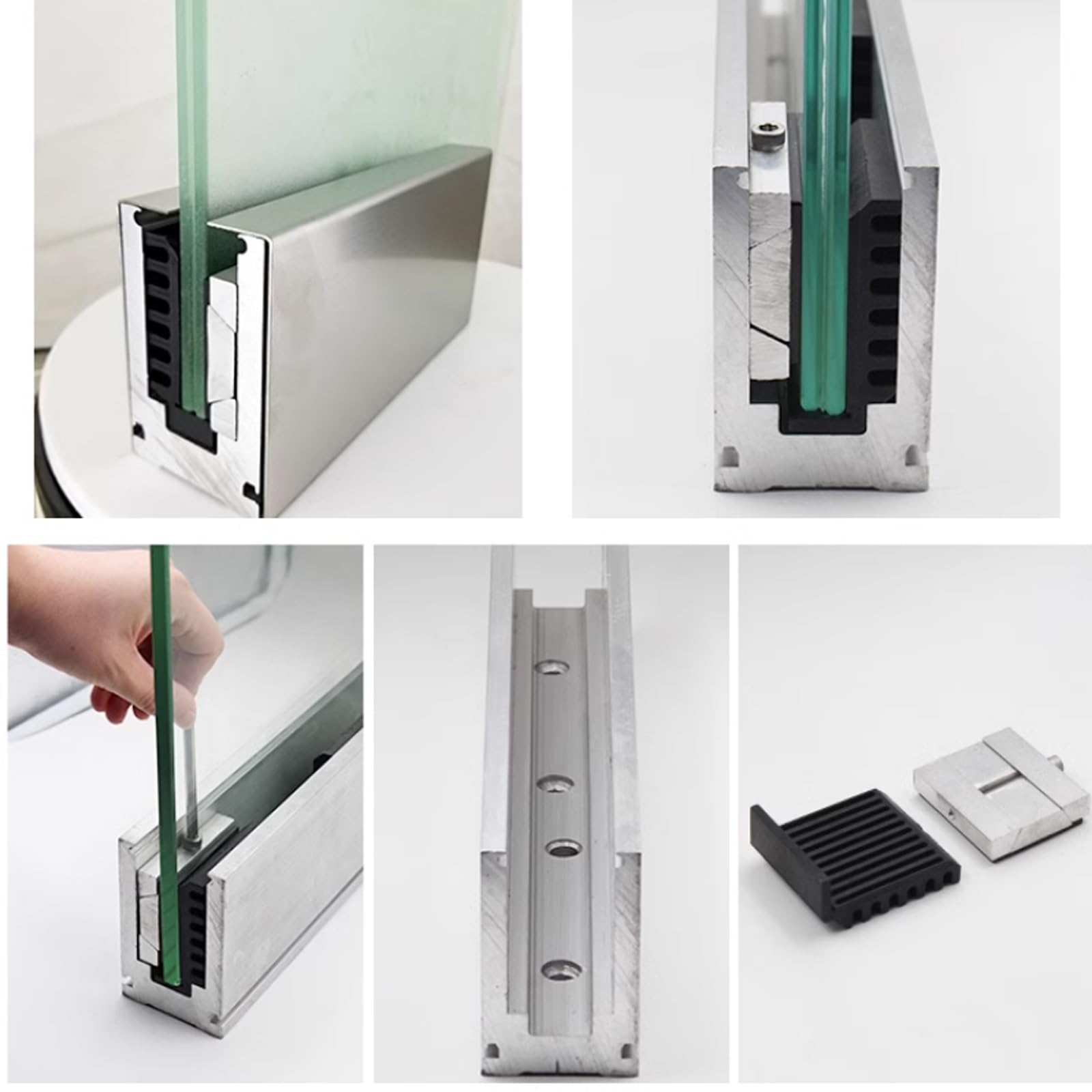 Abrazadera de poste de barandilla de vidrio, soporte de base de aluminio para escalera/plataforma, balaustrada de vidrio, valla de piscina, espaciador de abrazadera de vidrio para seguridad y estilo