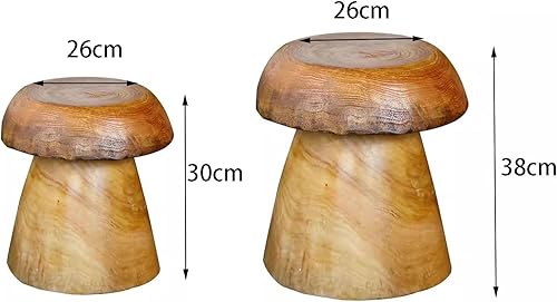 Miniatura 4 de Taburete de tocón de árbol de forma natural de 10 x 10 x 15 pulgadas de alto, mesa de planta de tocón lateral con extremo de hongo, acabado de