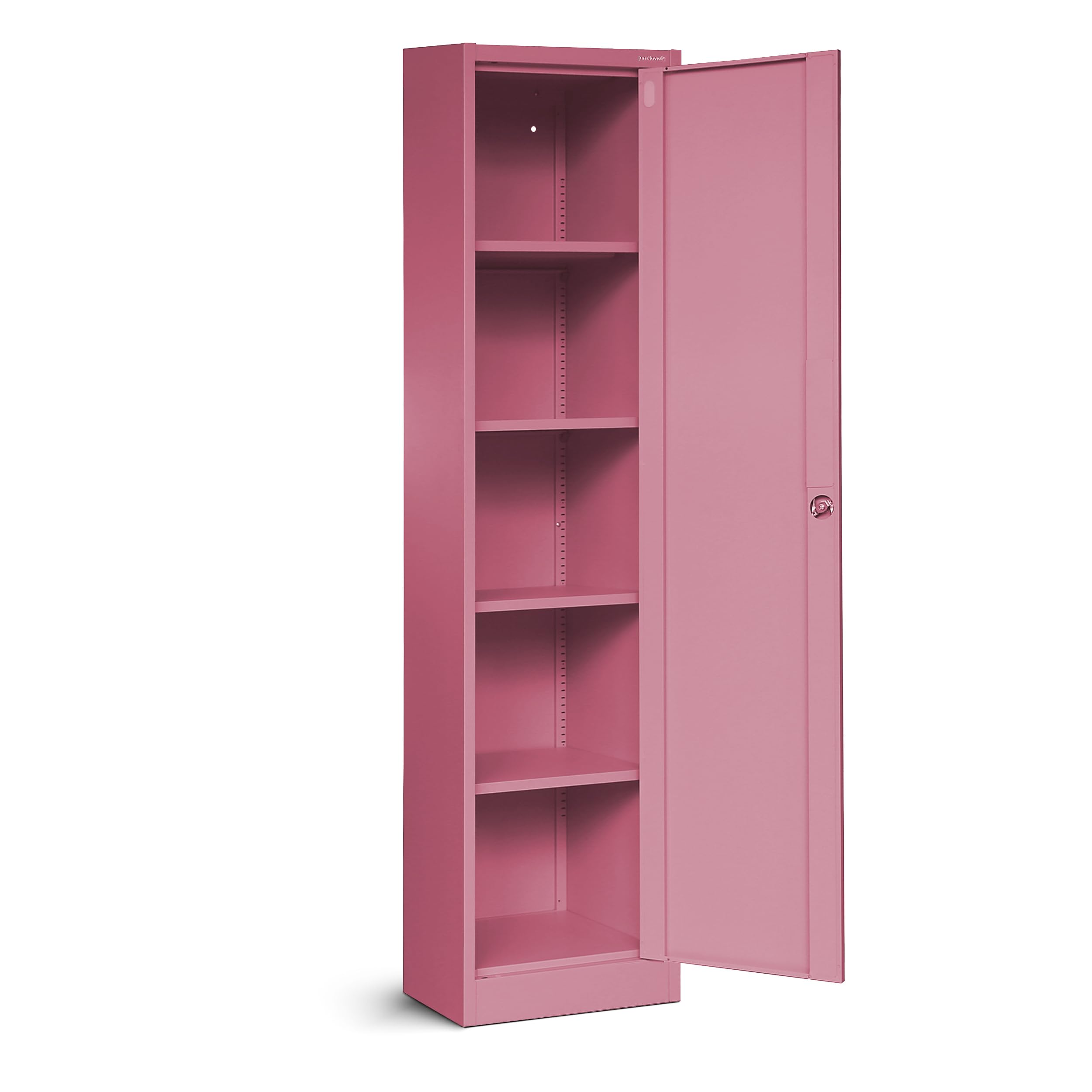 Jan Nowak Aktenschrank Büroschrank Metallschrank Aufbewahrungsschrank 4 Fachböden Flügeltür Pulverbeschichtung Metall 185 cm x 45 cm x 40 cm (Rosa)