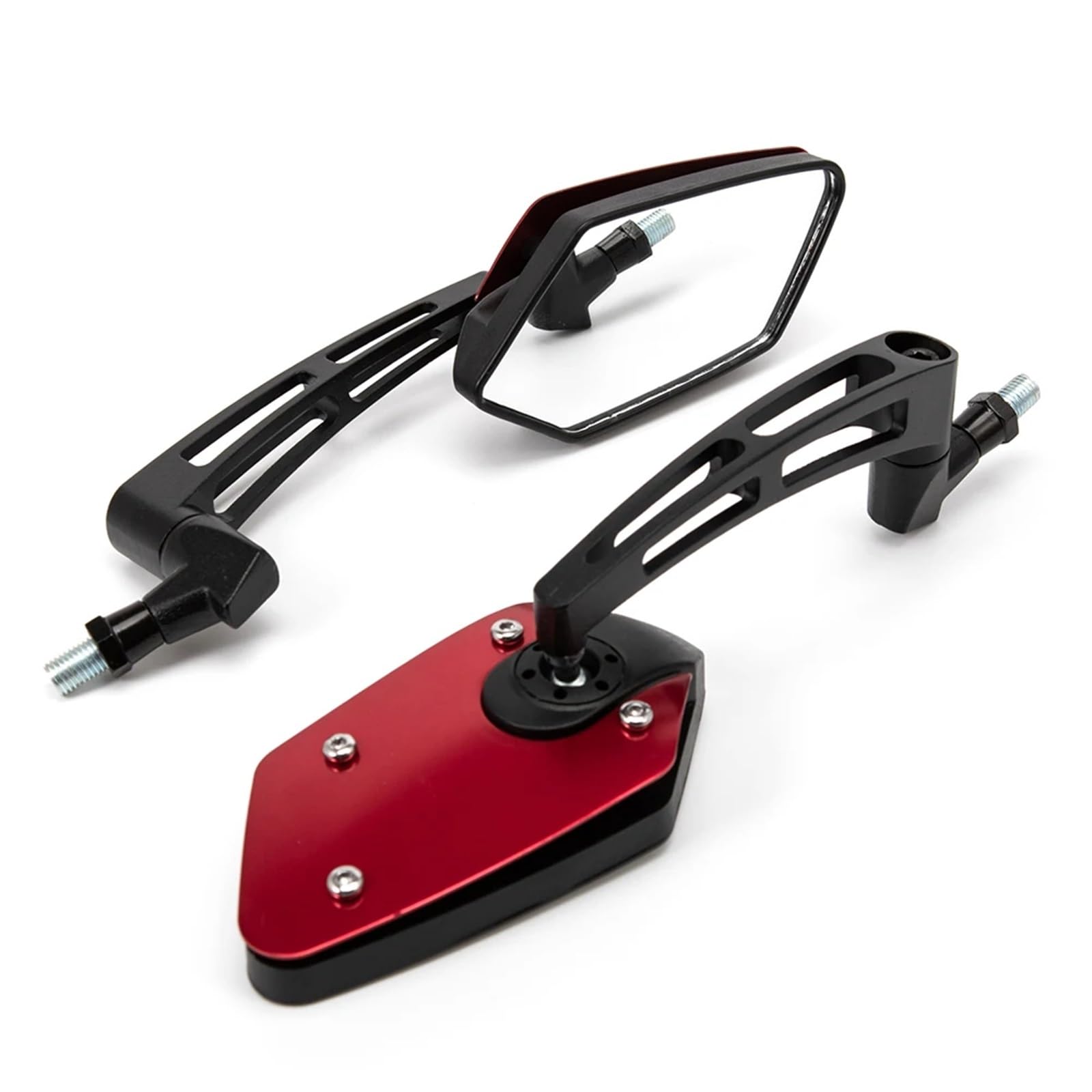 Espejos Moto Homologados Espejo Retrovisor Para Moto Scooter Bicicleta Eléctrica Giratorio HD Visión Lateral Negro Carbono Azul Rojo Dorado Plateado 8 Mm 10 Mm Geevorks(Red)