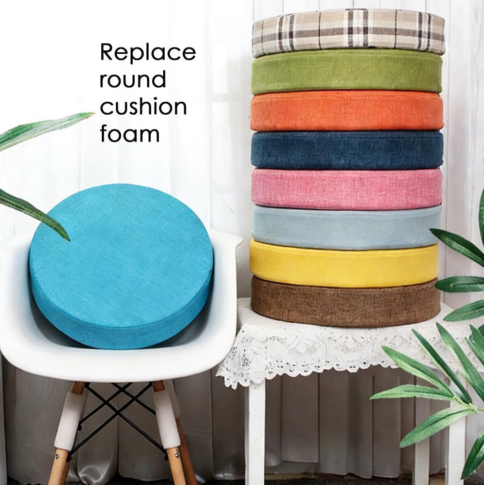 High Density Foam Round Cushion 1"/2"/3"/4"/5"/6" Thick Insert Upholstery Foam Sheet for Bar Stool/Booster Chair,Round Couch Insert Padding Sheet (5" Thick - 24"x24")