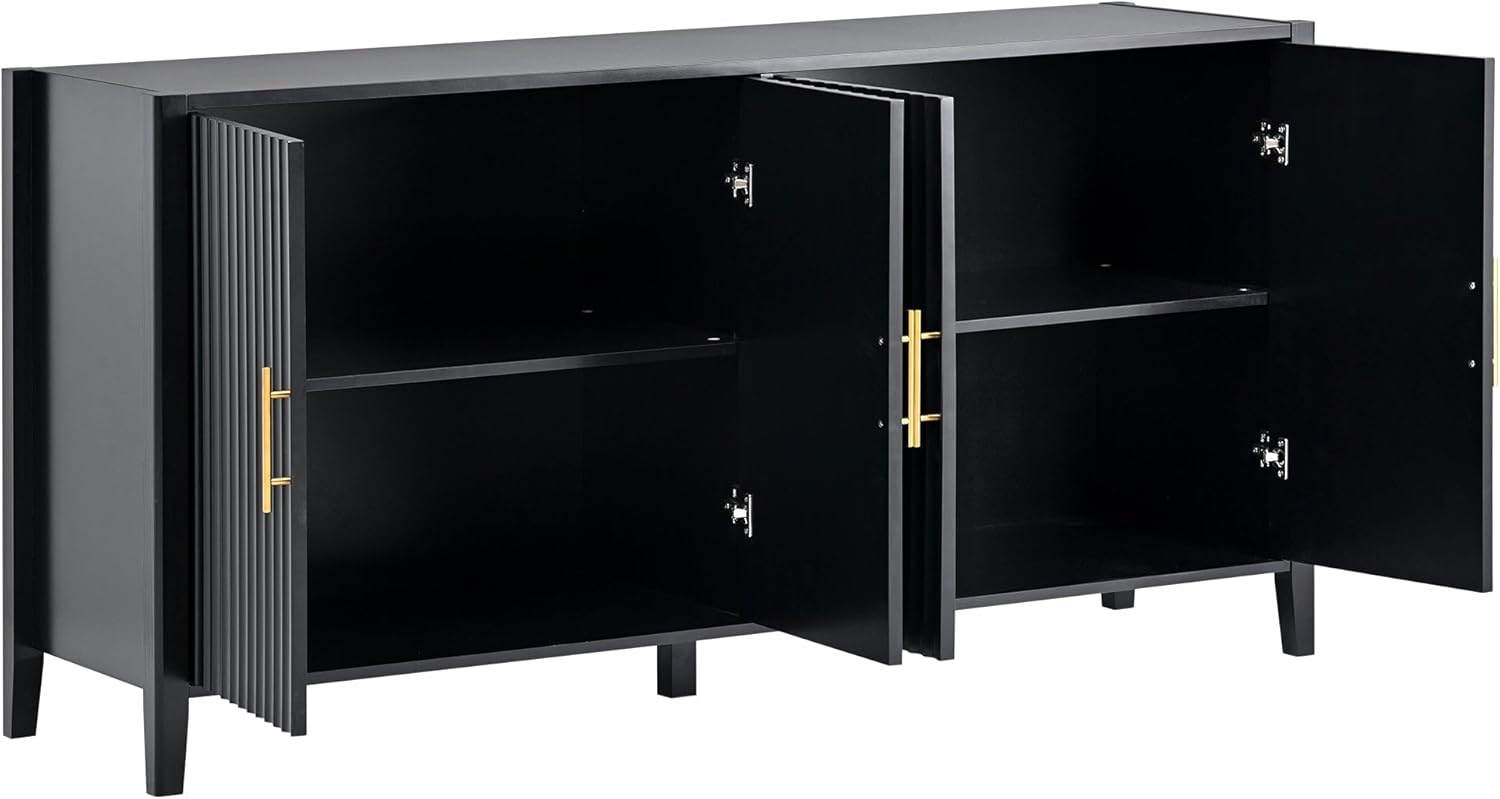 Modern, 2 Doors and 3 Drawers, Console-Cabinet, Sideboard Self-Service Server, Suitable for Living, Entrance and Study Rooms, 63 Inch, Black-1