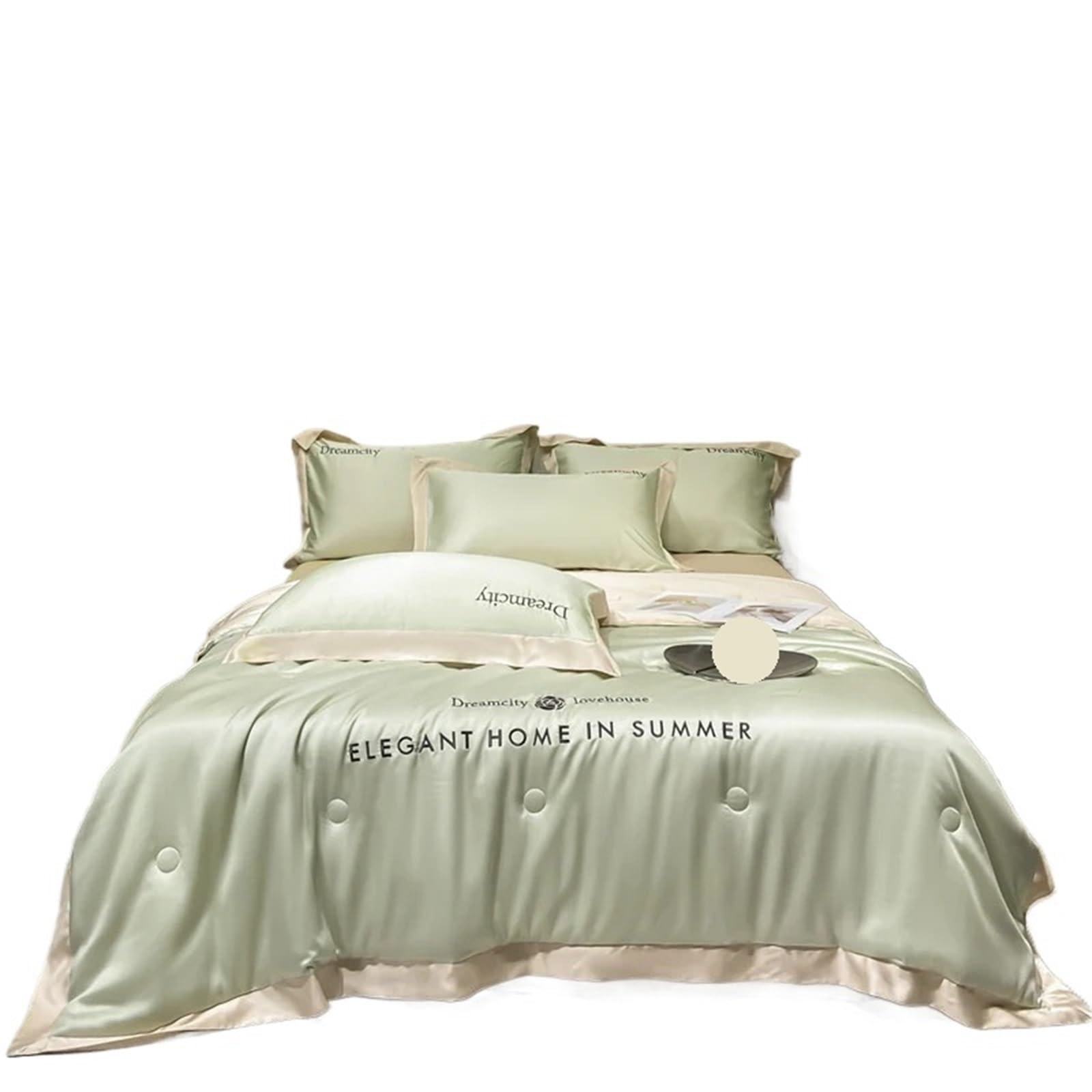Couette d'été en soie glacée brodée 4 pièces respirante