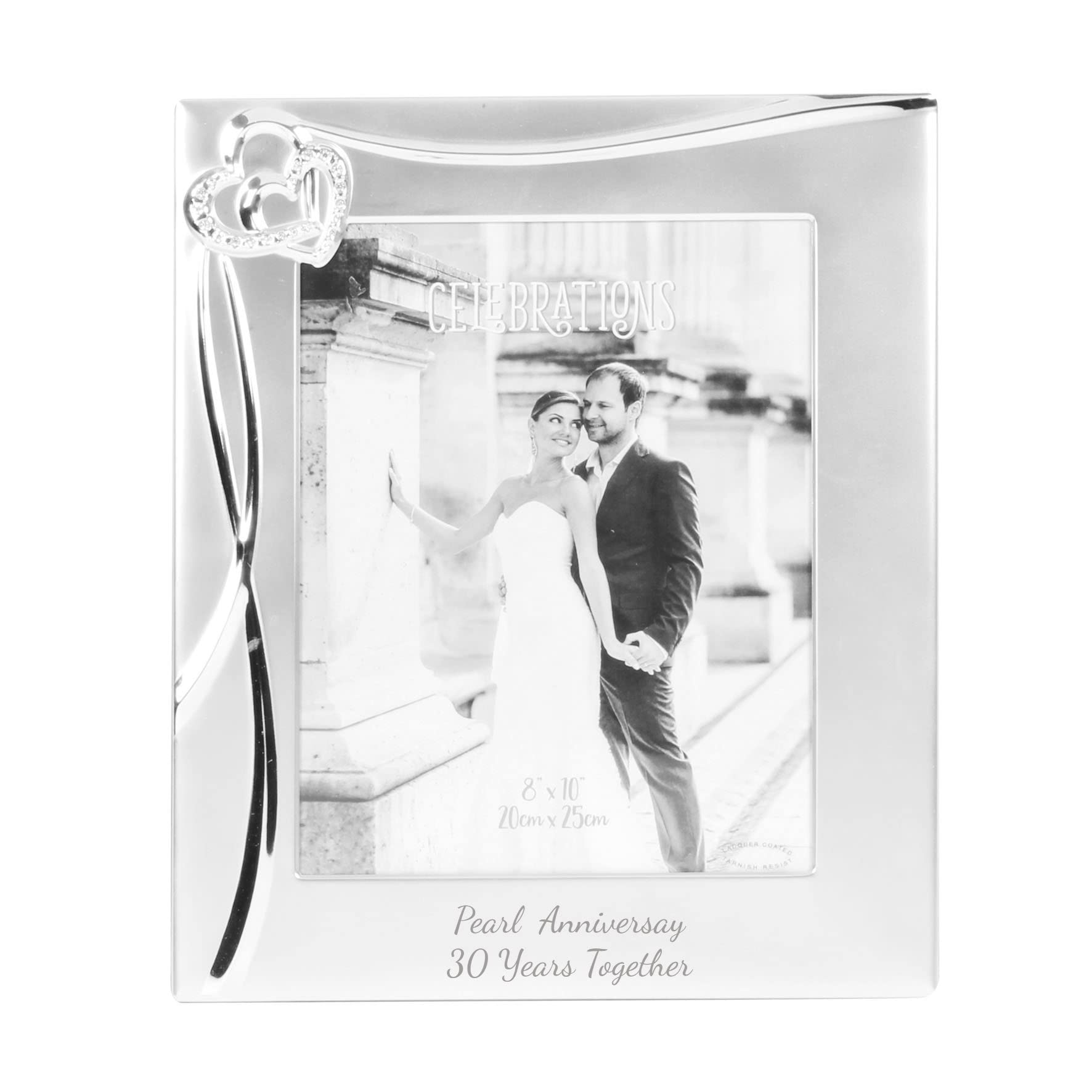 Chichi Pearl Anniversary 30 Years Together with Pearl Gem Heart 8" x 10" Photo Frame with Hearts & Crystals