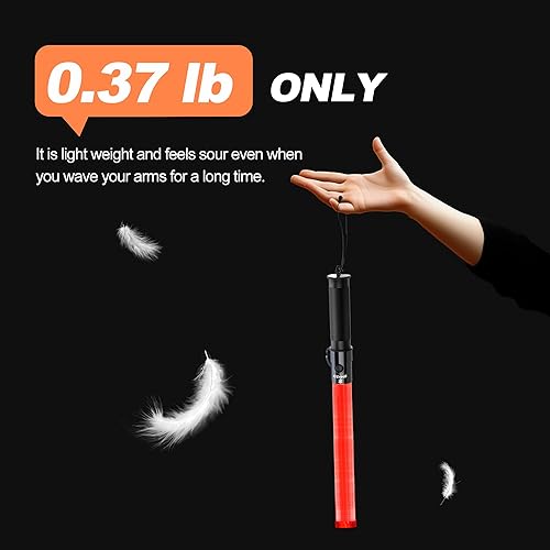 Miniatura 5 de Paquete de 4 varitas de tráfico, varita de control de tráfico de 21 pulgadas con LED blanco en la parte superior, bastón de señal de seguridad de