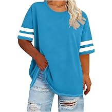 Womens Color Block Plus Size Tops Short Sleeve T-Shirt | Ladies Oversized T Shirts, 2026 Fashion Summer Blouse, Loose Crewneck Pullover Tees