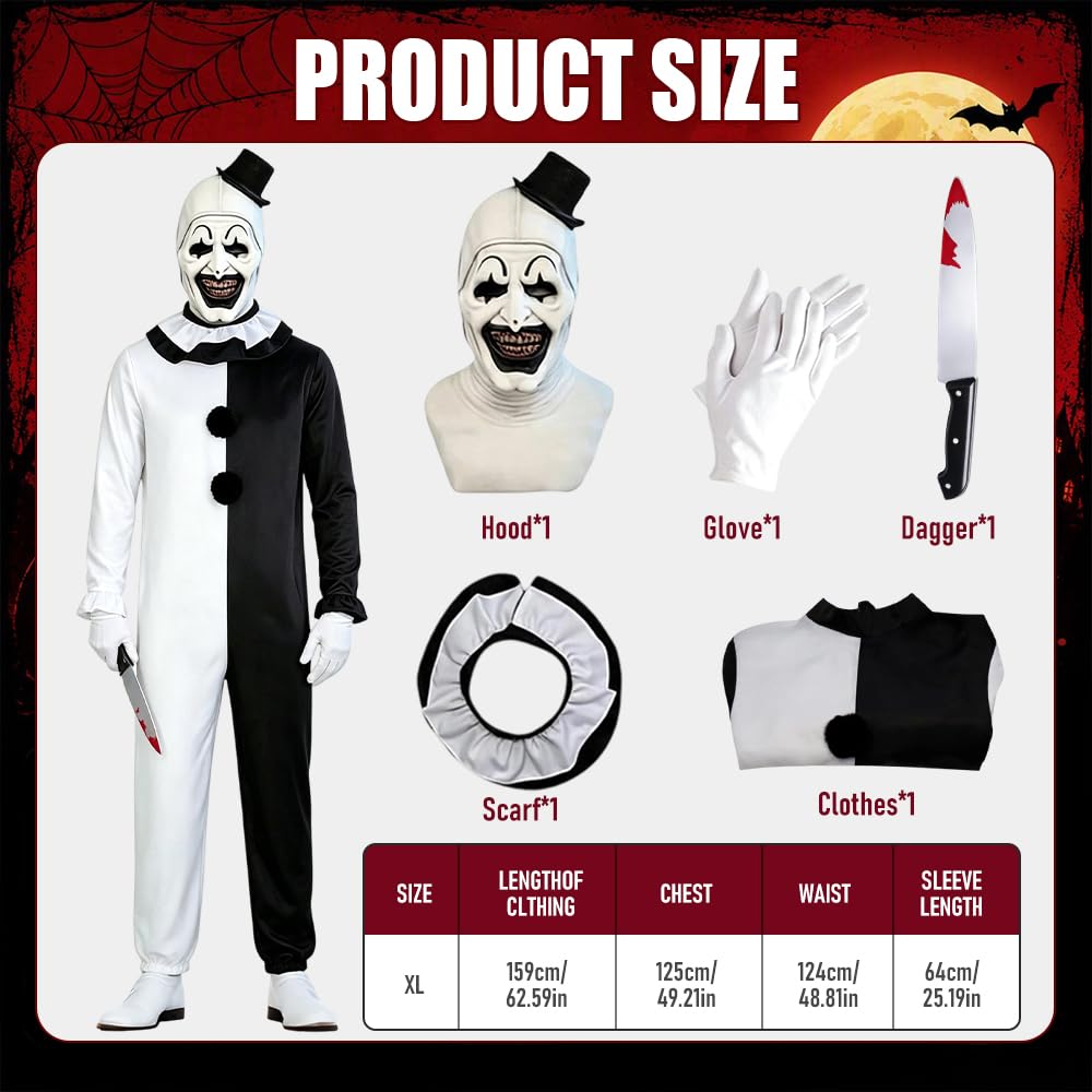 Costume Clown Tueur, Halloween Costume Terrifier Art the Clown