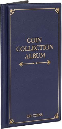 Miniatura 3 de Paquete de 2 álbumes de colección de monedas, con capacidad para hasta 180 monedas cada una (6.5 x 11.4 pulgadas, 10 páginas de monedas, azul oscuro)