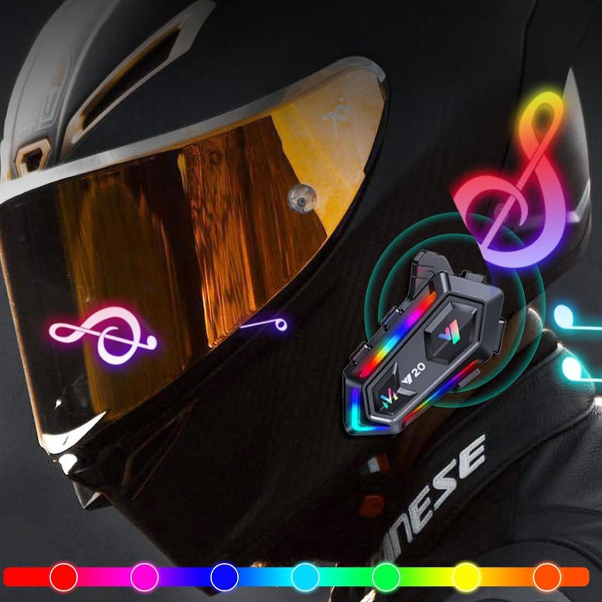 Auriculares Bluetooth para Casco de Motocicleta con intercomunicador para 2 Personas, reducción de Ruido, Resistencia al Agua IPX6 (micrófonos Blando y Duro Dos en uno)