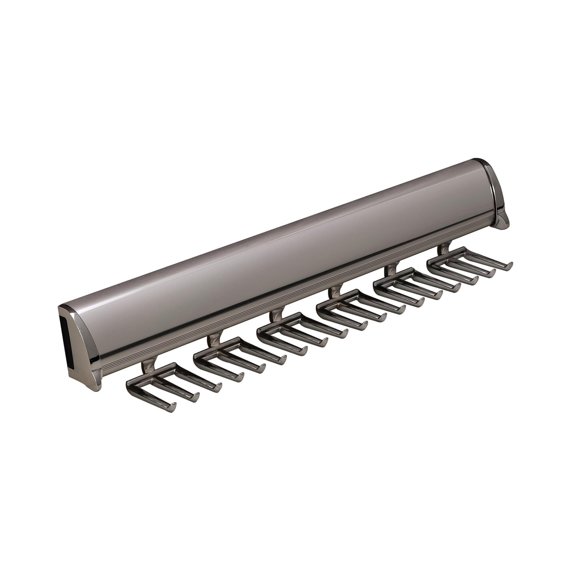 Brixwell QIMX-006 Tie Rack, 18 Hook with Full Extension Slide Polished Chrome Finish