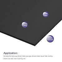 Vista 4 de MECCANIXITY UHMW Sheet Ultra High Molecular Weight Polyethylene Sheet Hard Plastic Sheet Board 8''x 8'' x 0.12'' Black Pack of 2