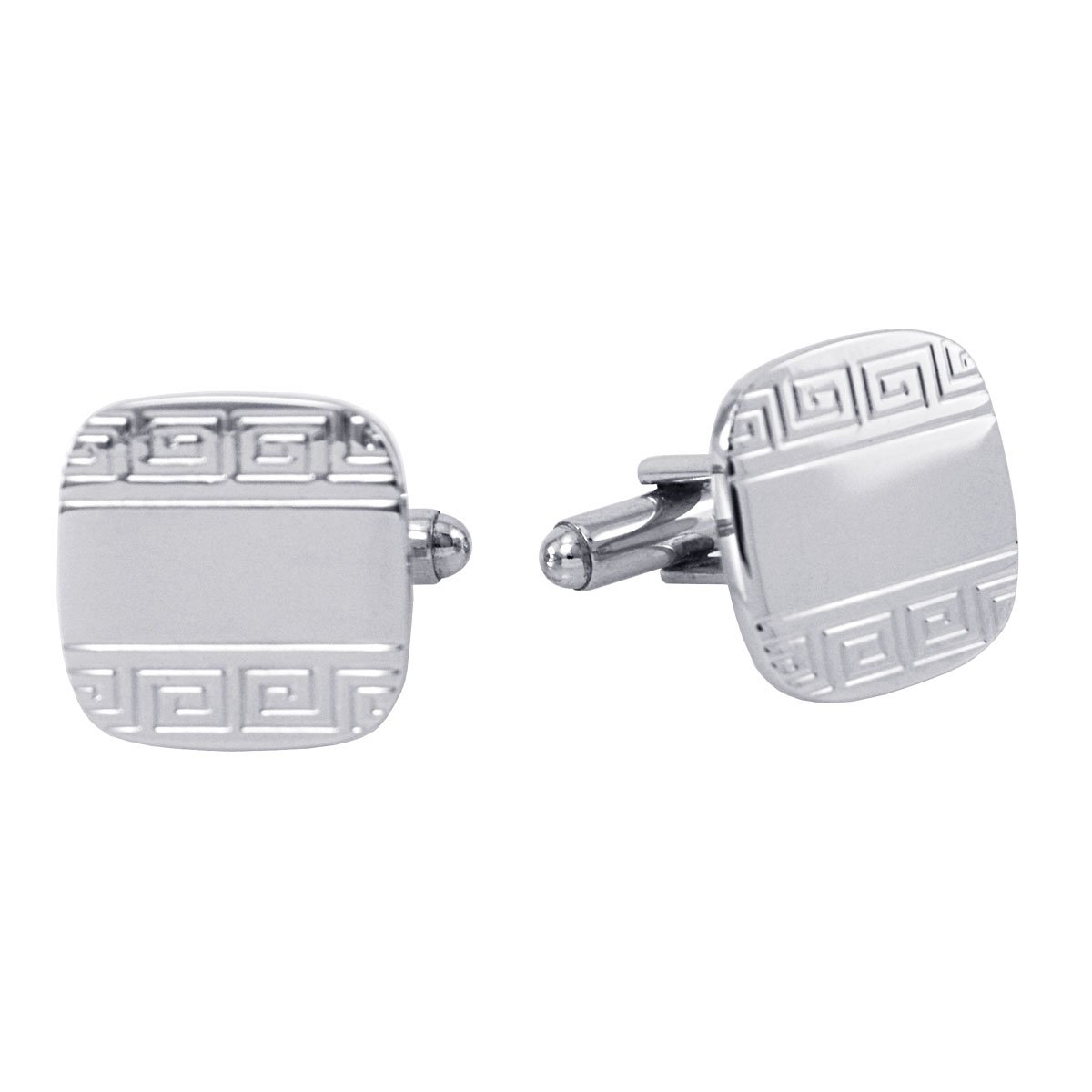 Ajmer Nickle Plated Cuff Links - Greek Key Design FWCL-12N