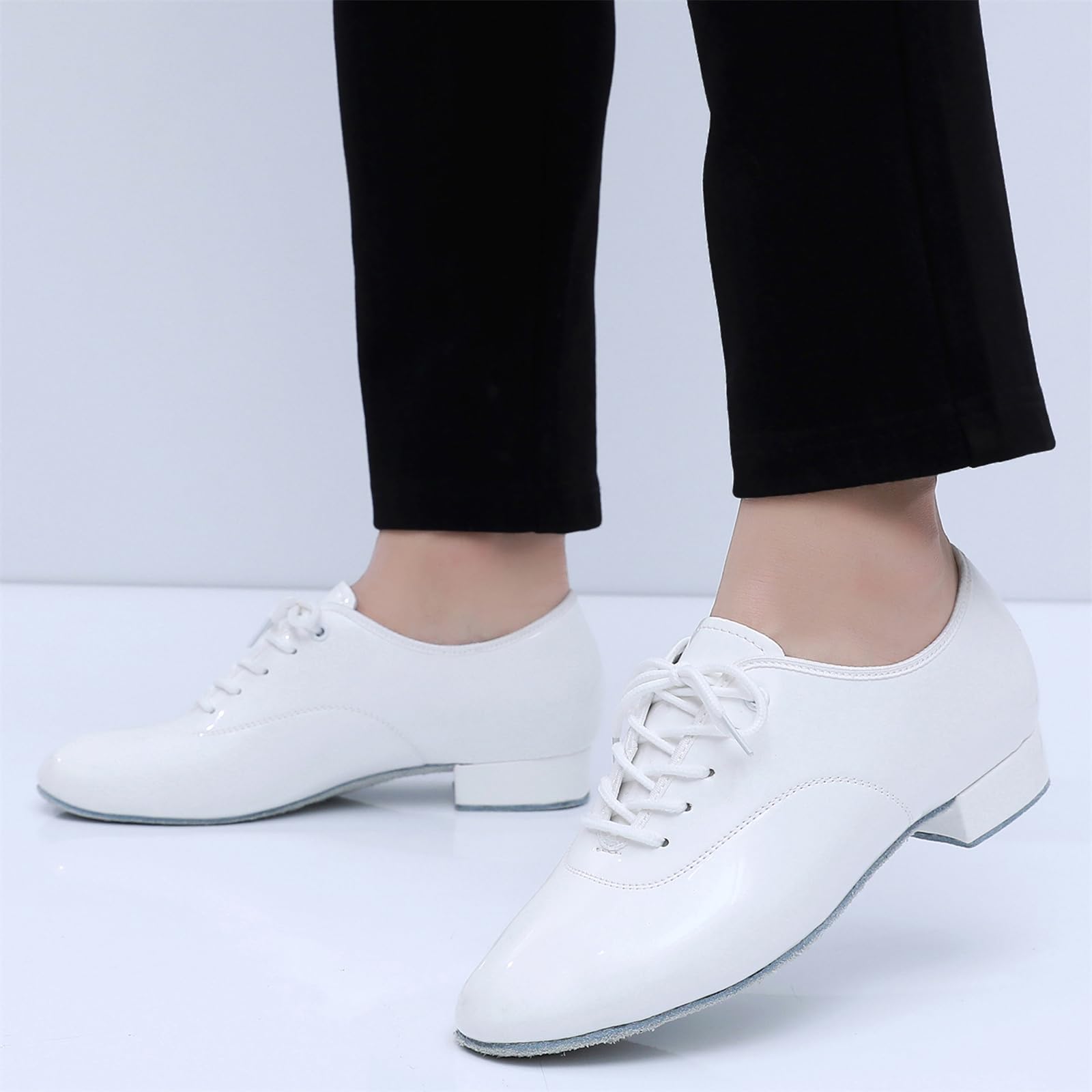 Chaussures De Danse Modernes Hommes Talons Bas Semelle Complète en Daim Chaussures À Lacets D'intérieur pour Salle De Bal Latine