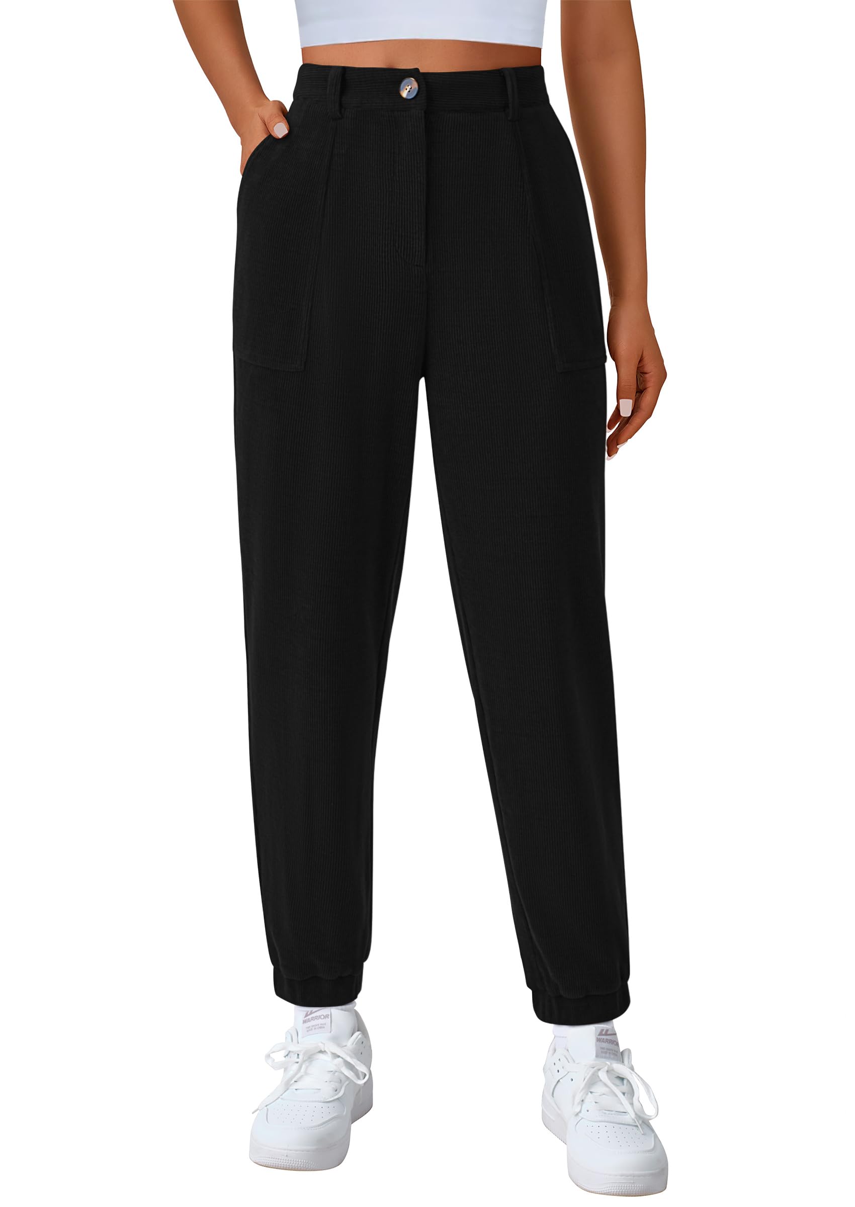 PRETTYGARDEN Womens Pants Dressy Casual 2025 Fall Elastic High Waisted Work Office Corduroy Trouser Slacks with Pockets