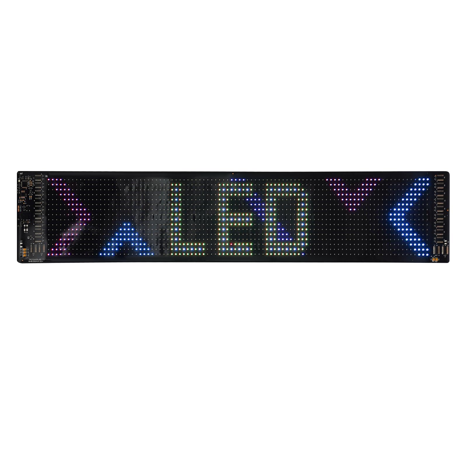 Elastyczny ekran LED, tablica wyników LED, elastyczna, do sklepu, baru, reklamy, 59,5 cm x 12 cm, prostokątna, przewijanie programowalne, USB, z dwustronną taśmą klejącą i pilotem zdalnego sterowania