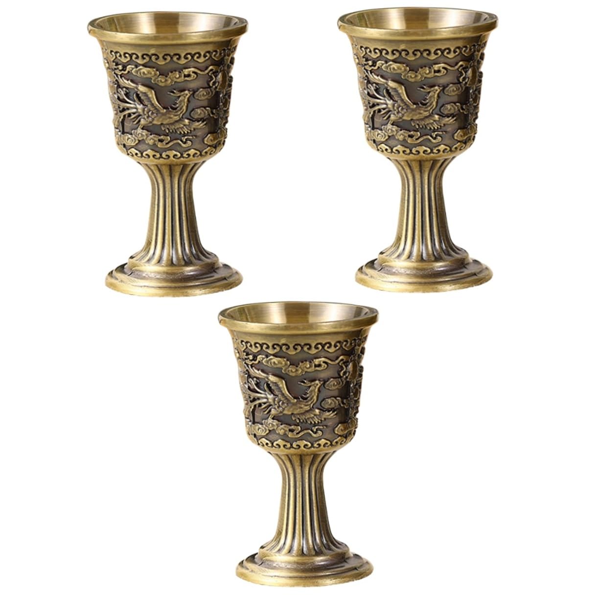 Whisky vasos para whisky y vino PRETYZOOM copa de vino chino de metal dorado vintage de zinc 3u