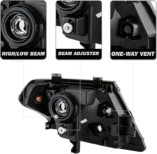 Miniatura 3 de SOCKIR Reemplazo del conjunto de faros halógenos para Nissan Frontier 2009-2021 de 4 puertas Sedan estilo OEM, lado izquierdo del conductor