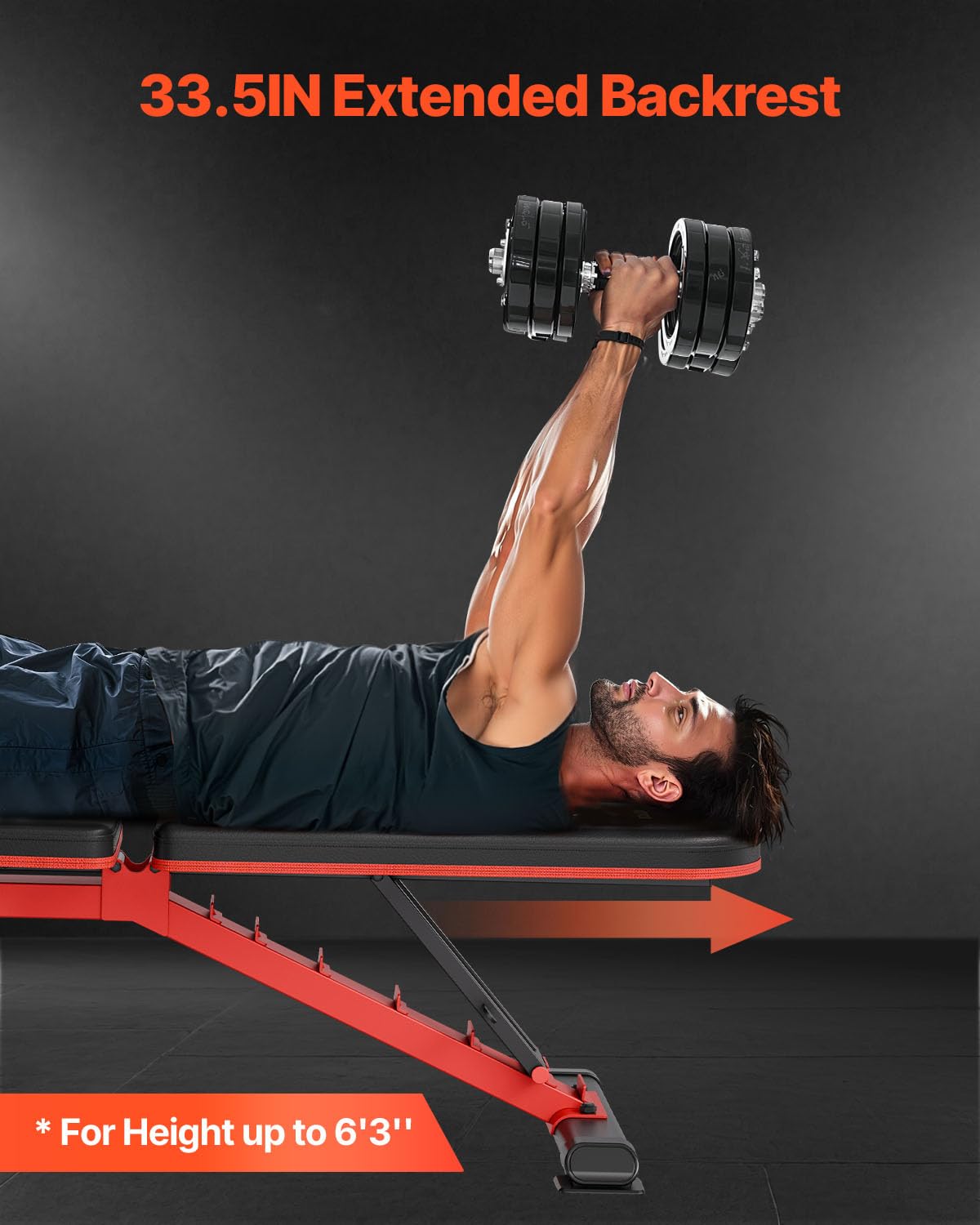 VEVOR Panca pesi Stabile e Resistente per Allenamento Completo del Corpo, Panca Regolabile per Esercizi, per Allenamento della Forza con Piegatura Rapida e Regolazione Rapida 544 kg