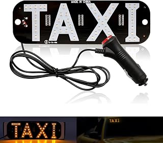 LED Taxi sign Display Signal Indicator Lights 12V LED Cab Top Sign Windshield Lamp with cigarette lighter (Yellow)