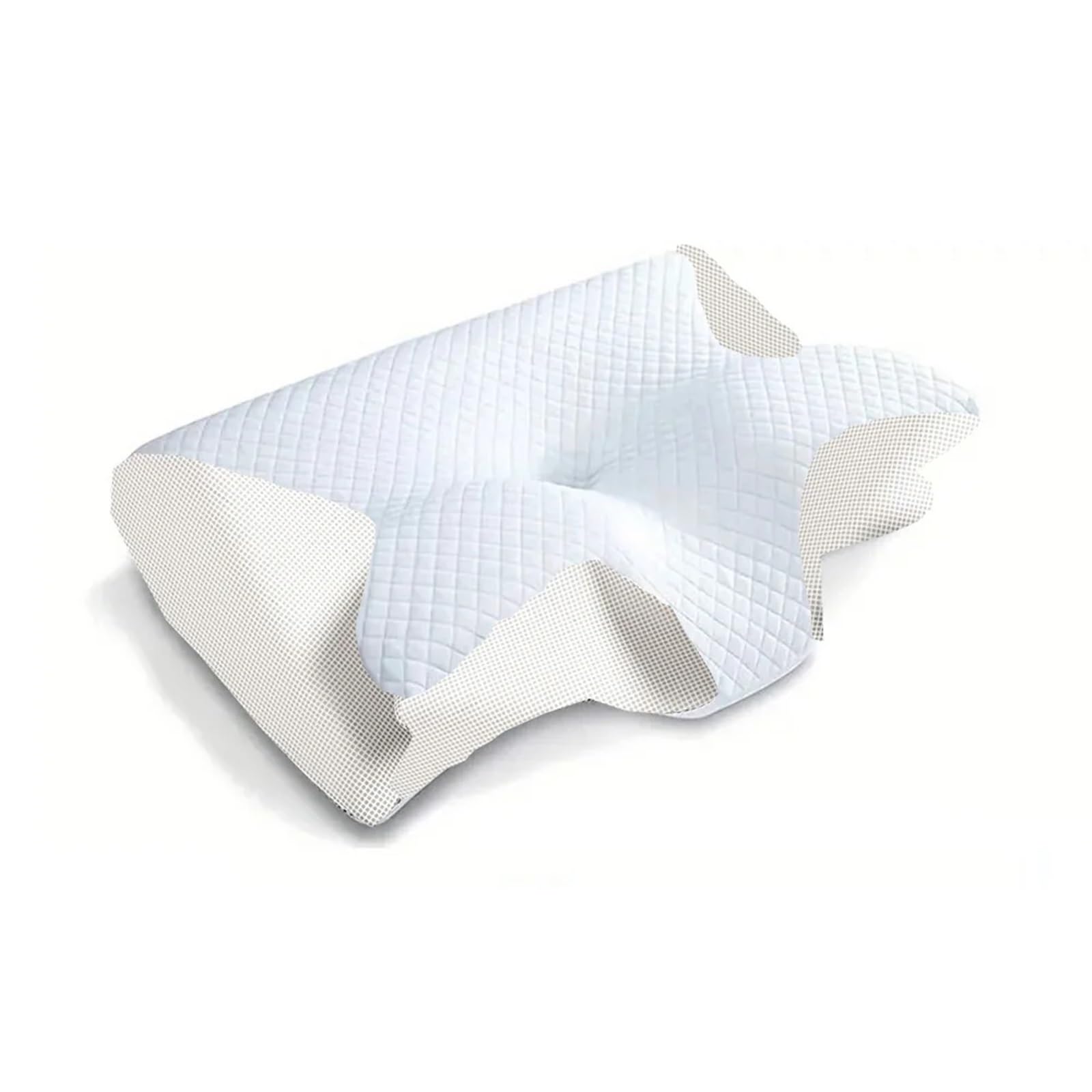 Dvmsief White-White Latex Pillow Butterfly Sleep Memory Neck Pillow Slow Rebound Comfortable Foam Cervical Orthopedic Massage Bed(White-White)