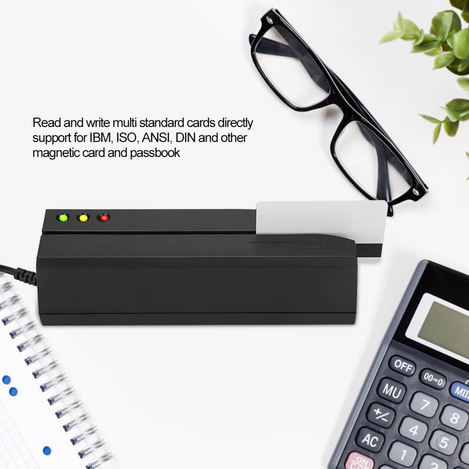 MSR605X, Lector Tarjetas de Credito, Grabadora de Tarjetas Magneticas, Lector de Tarjetas de Banda Magnética, Escritor de Banda Magnética de 3 Pistas, Mini USB para Máquina de Tarjetas de Crédito