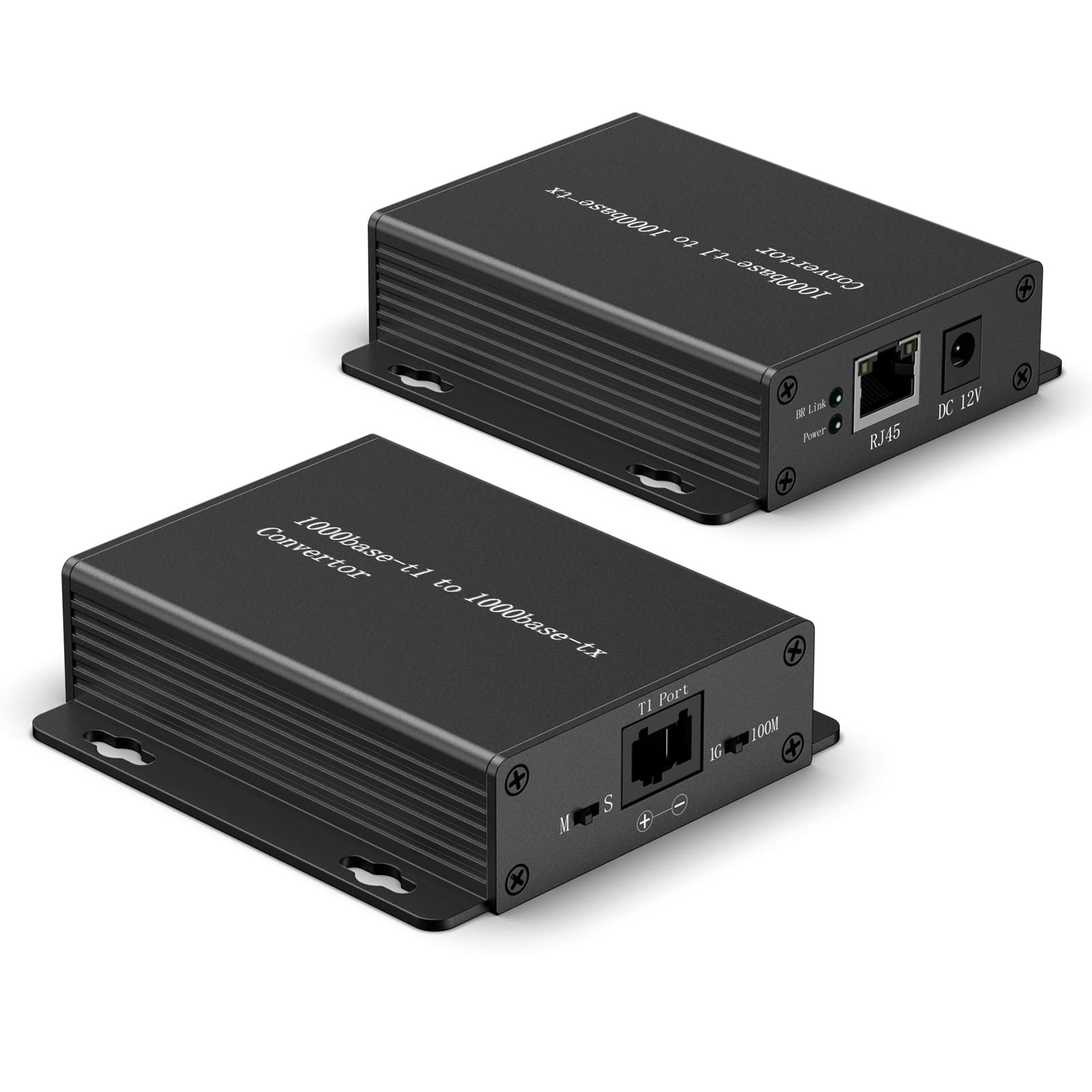 Convertidor de Medios 1000BASE-T1 a 1000BASE-TX | Convertidor Ethernet Automotriz 2-Hilos (BroadR-Reach) | Compatible IEEE | 1000Mbps | con Cable UTP + Fuente 12V | para Pruebas & Diagnóstico ECU