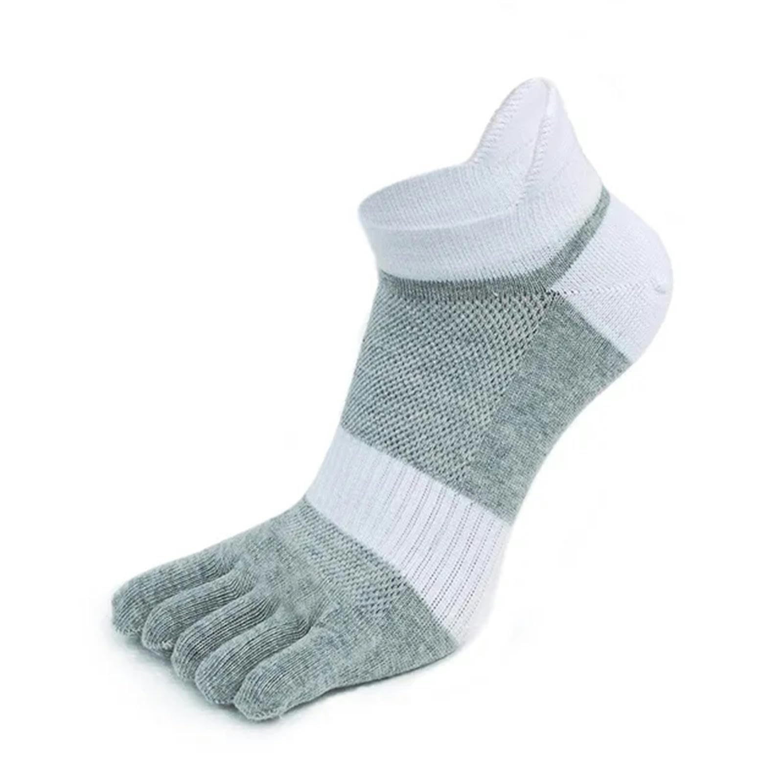 Calzini 5 Coppie Calzini da Uomo A Cinque Dita Grandi Calze da Mash di Cotone A Maglia Corta Traspirante-5 Coppie Grigio Chiaro-Io 43-47