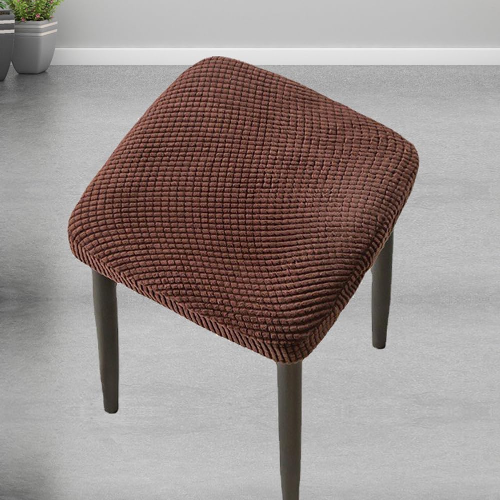 Gerrit Dark Coffee Square Dining Chair Seat Cover,Washable Stretch Jacquard Stool Slipcover Suitable For A 26-32Cm Footstool,For Hairdressing Stools Bar Stools (,1Pcs-Suitable For A 26-32Cm Square Stool)