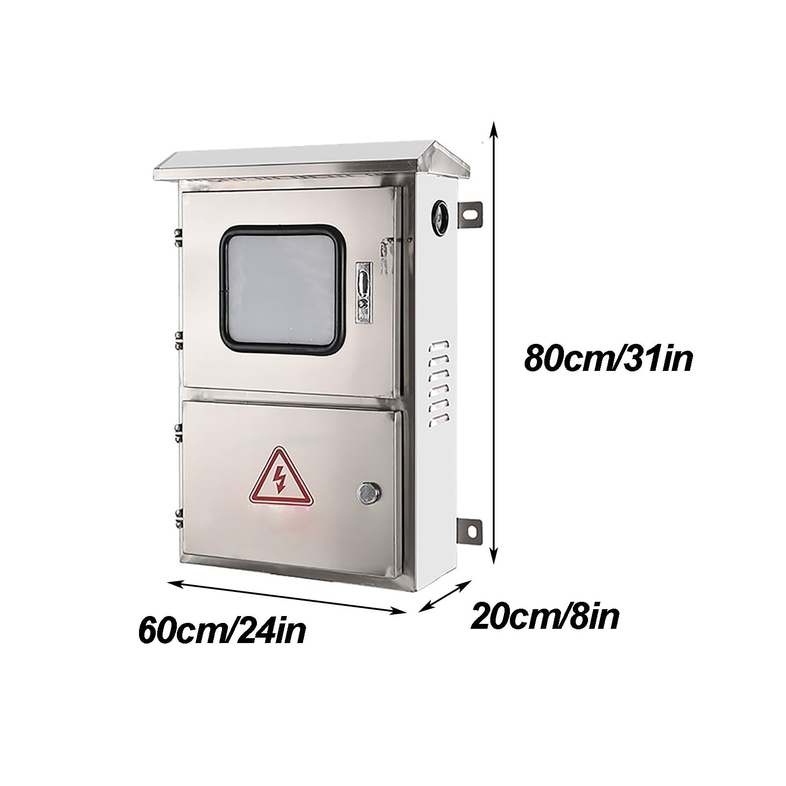 Armario Electrico de Acero Inoxidable 304, Caja Estanca Exterior Electrica, Cuadro Electrico Superficie Diseño de Puerta Dividida Superior e Inferior(60x80x20 cm/24x31x8 in)