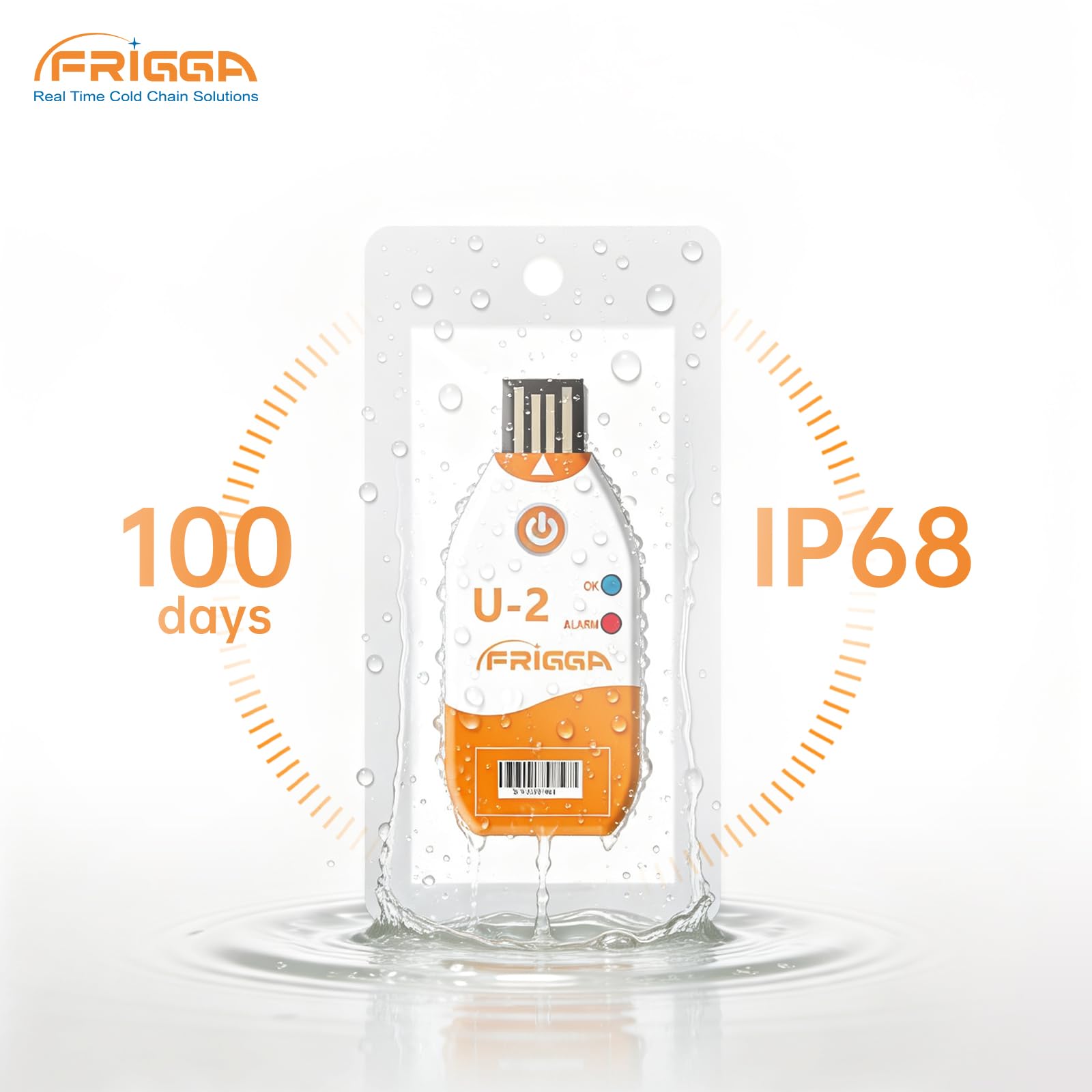 Frigga 10 registradores de datos de temperatura USB de un solo uso, 100 días, termómetro de alta precisión, monitor de 14400 puntos con informe PDF CSV, U2