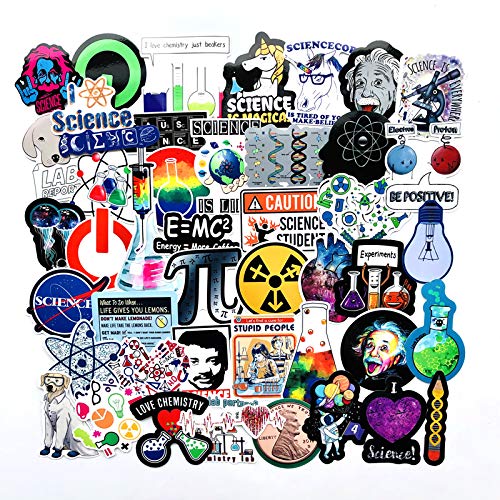 Preisvergleich Produktbild BLOUR 50PCS Wissenschaft Chemie Labor Astronauten Aufkleber Blockchain-Code Gehirn Wissenschaftler lustige Aufkleber für Kinder Geschenk Dekor Gepäck