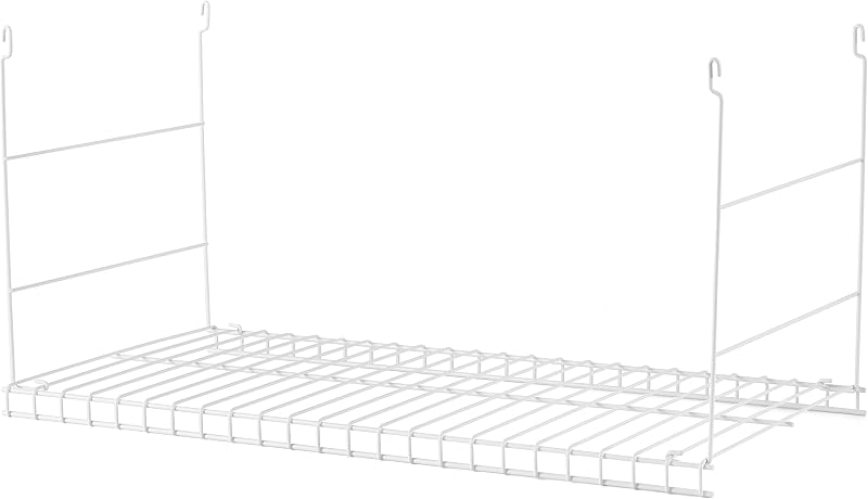 Universal Closet 24 Inch Long Durable Steel Custom Wire Hanging Added Storage Shelf Accessory, White