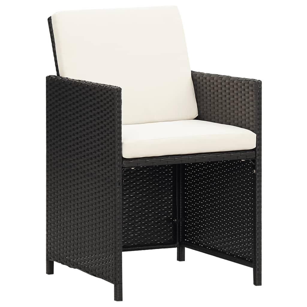 vidaXL 4X Chaises de Jardin Fauteuils de Patio Chaises de Salle à Manger d'Extérieur Sièges à Dîner de Terrasse Résine Tressée Noir