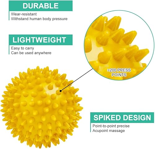 Miniatura 5 de URAQT Bola de masaje con puntas, juego de 3 rodillos duros de bolas de masaje con pinchos, bolas de masaje de terapia física profesional para