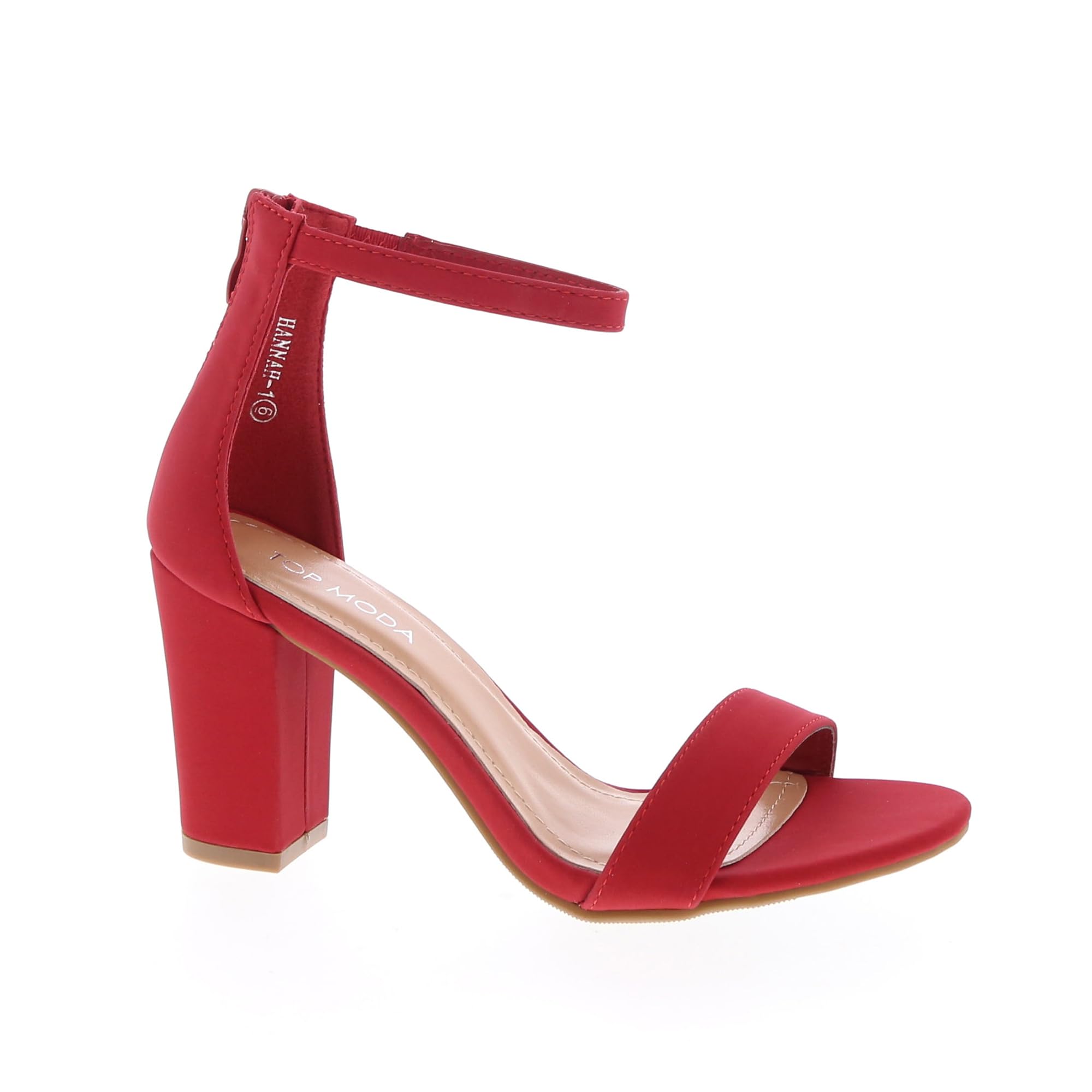 TOP MODA Hannah-1 Ankle Strap Dressy High Heel Sandal, Non-slip Sole, For Wedding, Party, Prom, Evening Wear, or Any Occasion, Sleek Style Block Heel