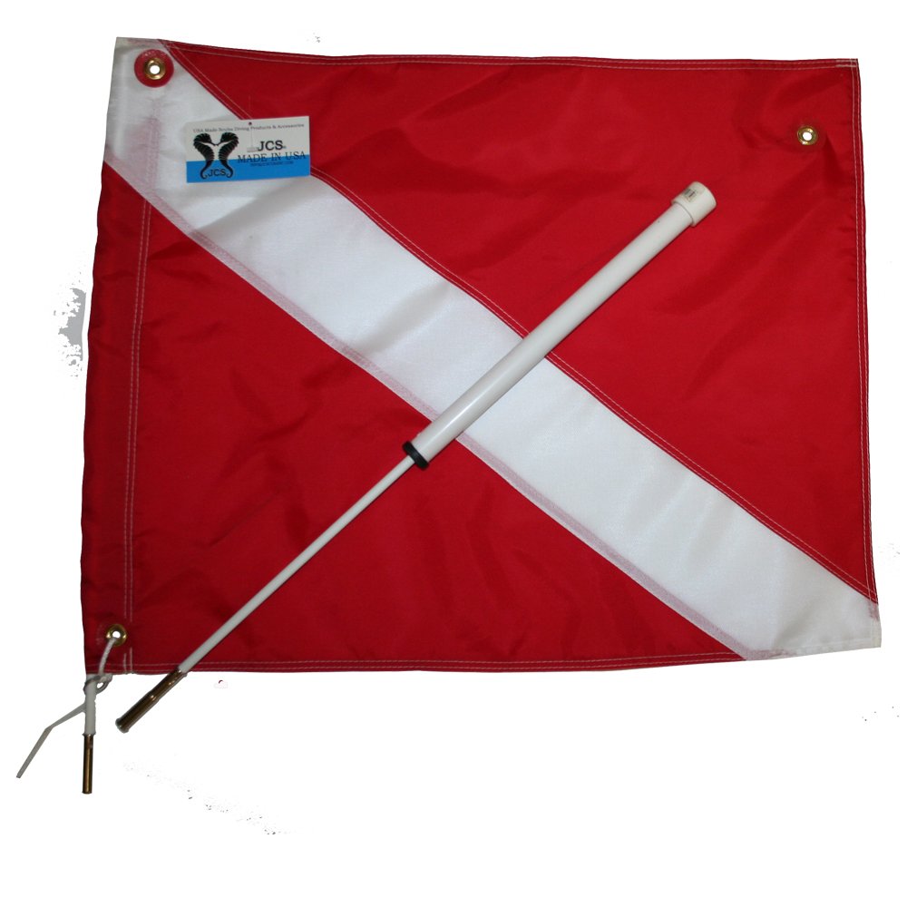 JCS Flagpole, Dive Flag Boat Mount with 20inch x 24inch Nylon Dive Flag Combo