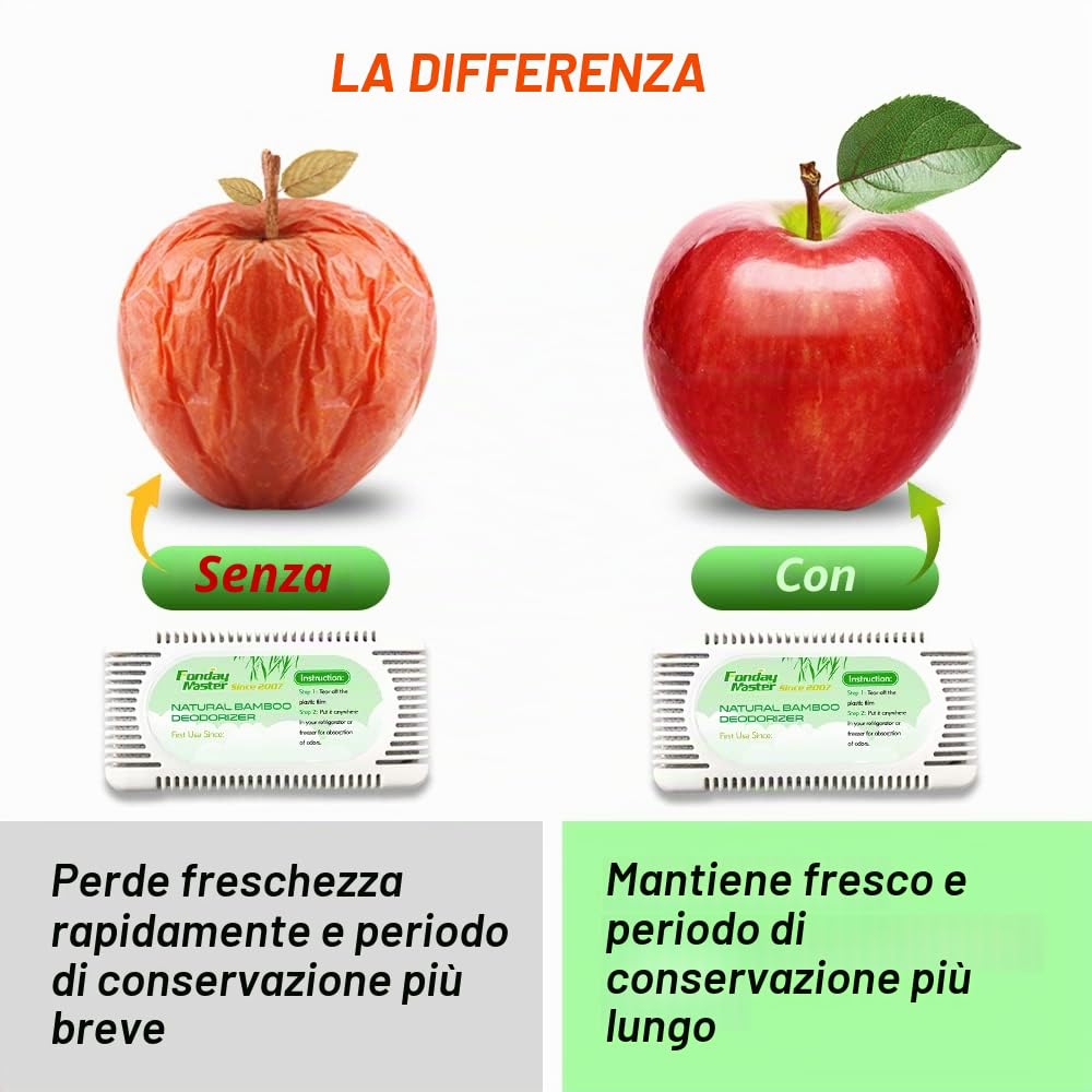 2 confezioni di deodorante Refrigerator Odor Eliminator for Fridge Freezer Cooler & Lunch Boxes Natural Bamboo Activated Charcoal More Effective Than Baking Soda
