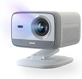 Philips Projetor Neopix 444 4K resolução nativa 1080p 500 lúmens, som estéreo ANSI, 10W, foco automático, cabo HDMI Keystone para USB-C incluído branco