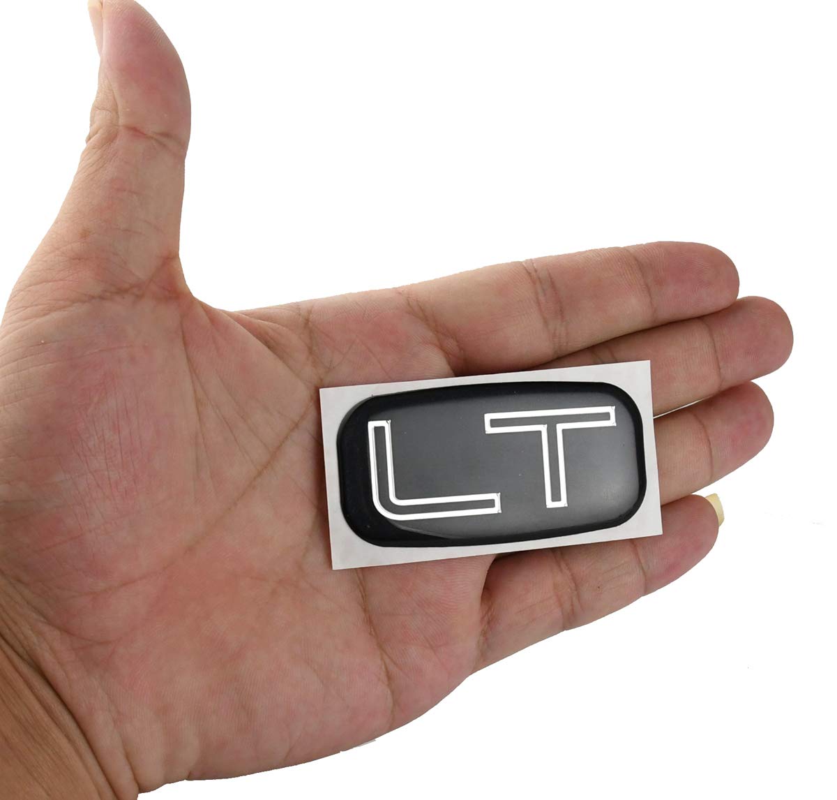2 szt. emblematów LT naklejka 3D zamiennik tabliczki znamionowej do 99-07 Chevrolet Silverado Suburban Tahoe Chevy GM (chrom/czarny)
