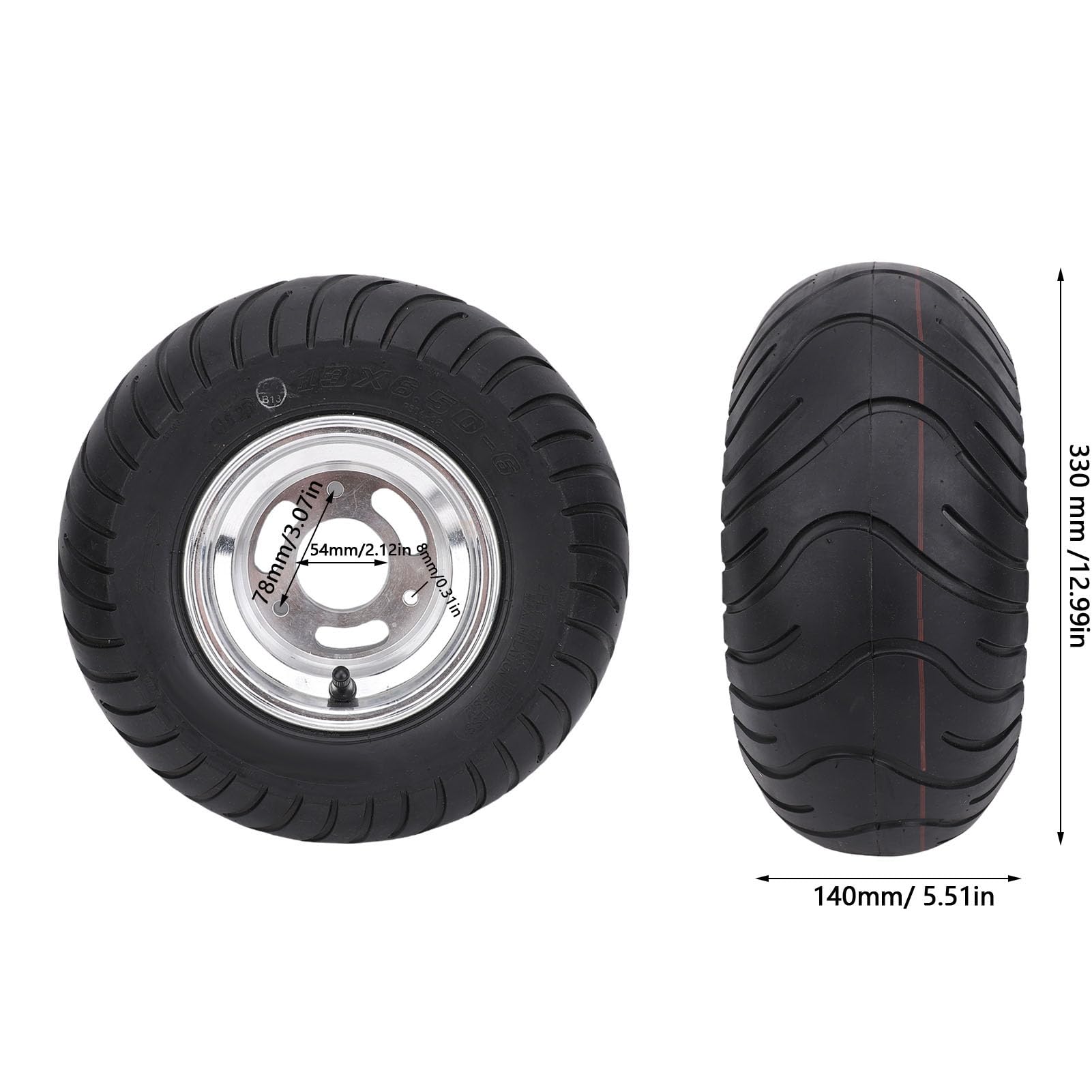 Ausla Opony Bezdętkowe 13x6.50-6, Opony Próżniowe 6 Cali z solidną strukturą Warstwy i Ulepszonymi Właściwościami Trakcyjnymi na Barkach do ATV, UTV, Wózka, Gokarta, Traktora
