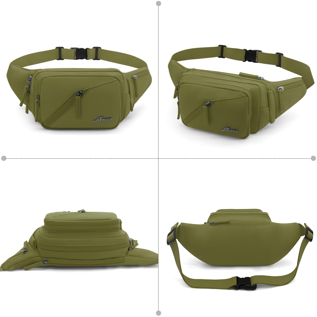 REETEE Marsupio Uomo Donna Impermeabile Marsupio Sportivo con Portaborraccia, Marsupio Trekking per Corsa, Campeggio, Viaggio, Escursionismo e Outdoor Sportivo (verde)