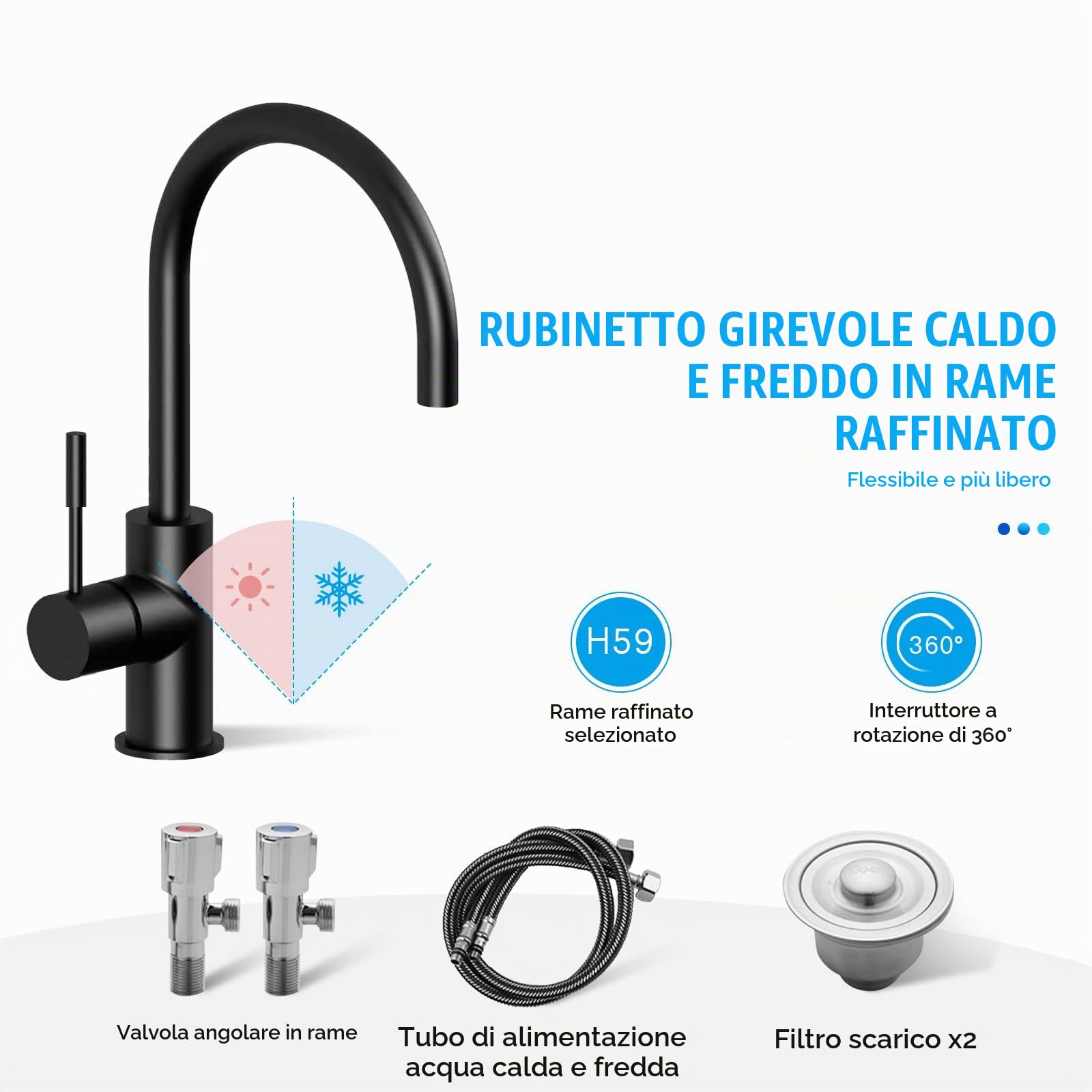Mobile Lavatoio Moderno, Armadio Impermeabile in Alluminio a Nido d'Ape con Lavello Nero Nano Inox, Lavatoio da Esterno/Interno con Rubinetto a Collo di Cigno, Bianco/Grigio