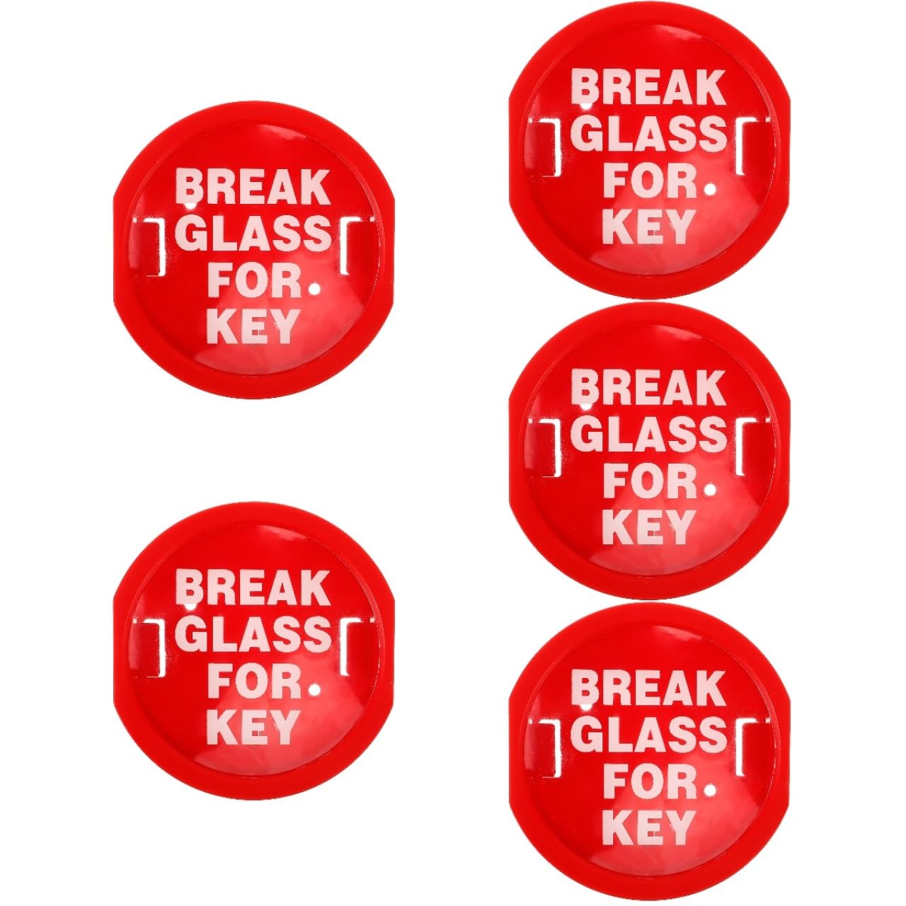 DOITOOL Break Glass for Key : 5PCS Wall-Mounted Emergency Breakglass Box Locker Key Holder for Glass Break Lock Boxes Replacement Units for Emergency Access and Fire Safety Red