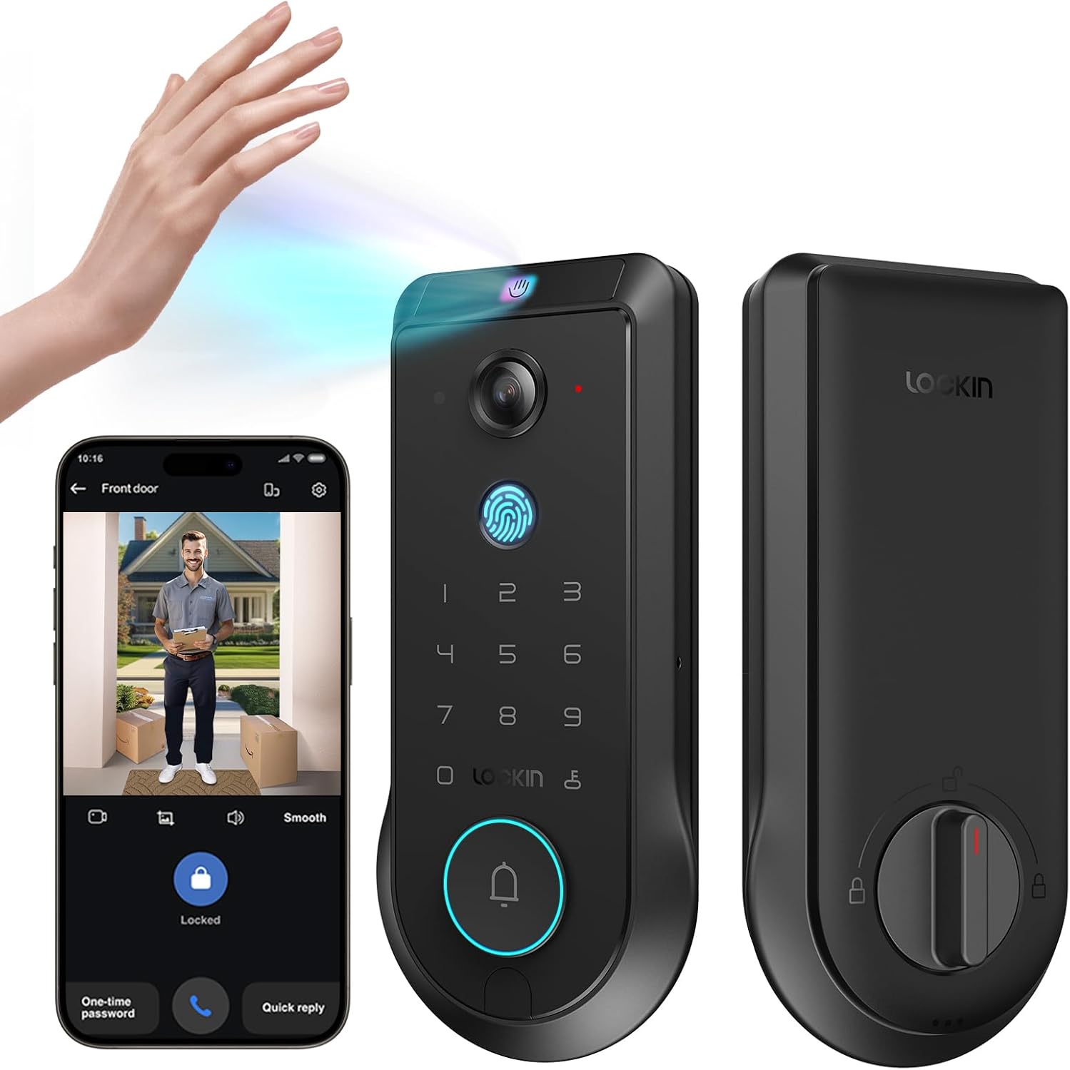 Lockin Veno Pro Palm Vein Video Smart Lock with 2K 180° Camera, Fingerprint Recognition, AI Motion Detection, IP65 Weatherproof, Remote App Control, 32GB Built-in Storage, No Monthly Fee (Pro) Lockin Veno Pro Palm Vein Video Smart Lock with 2K 180° Camera, Fingerprint Recognition, AI Motion Detection, IP65 Weatherproof, Remote App Control, 32GB Built-in Storage, No Monthly Fee (Pro)