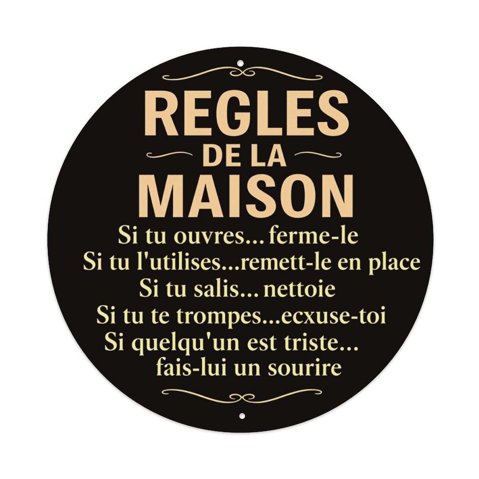 House Rules Round Tin Sign Vintage Metal Poster Retro Bar, Home, Man Cave, Kitchen, Laundry Room Wall Art Decor Gift 8x8In