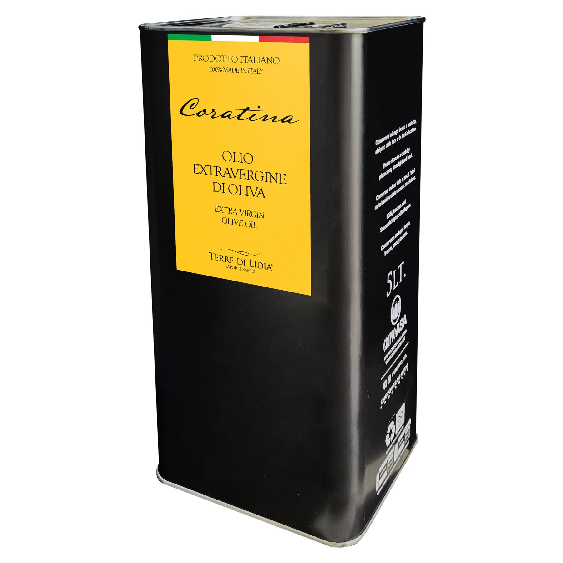 Terre di Lidia – Natives Olivenöl Extra Vergine – 5 Liter Kanister – 100% Italienisch – Sorte Coratina – Erste Kaltpressung – Ernte 2025/2026