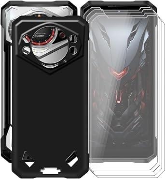 for Doogee S200 X Phone Case + 4 X Tempered Glass Screen Protector, WXPPJ Ultra-Thin Soft TPU Silicone Shell Shockproof Protection Case for Doogee S200 X 6.72" - Black