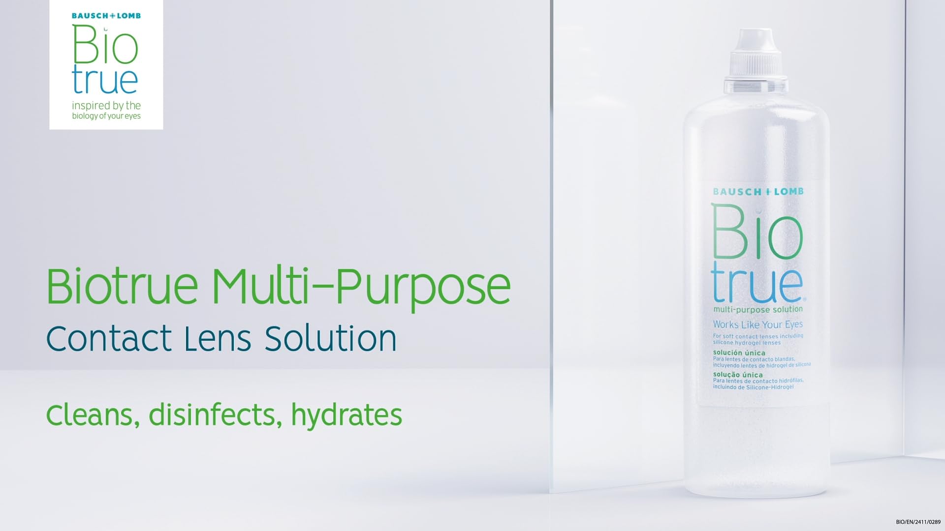 Biotrue Multi-Purpose Contact Lens Solution, 2x 300ml - Cushions & Rehydrates Soft Contact Lenses for Comfortable Wear - Condition, Clean, Remove Protein, Disinfect & Rinse - With Lens Case, Pack of 2