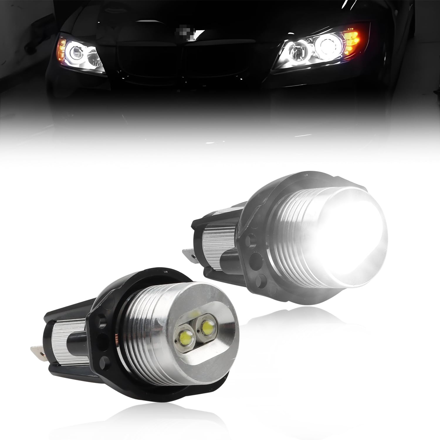 2 Stücke Halo Marker Ring für E90 E91 2005 2006 2007 2008, [Can-bus Fehlerfrei] 6000K 10W Premium und Langlebig Angel Eyes