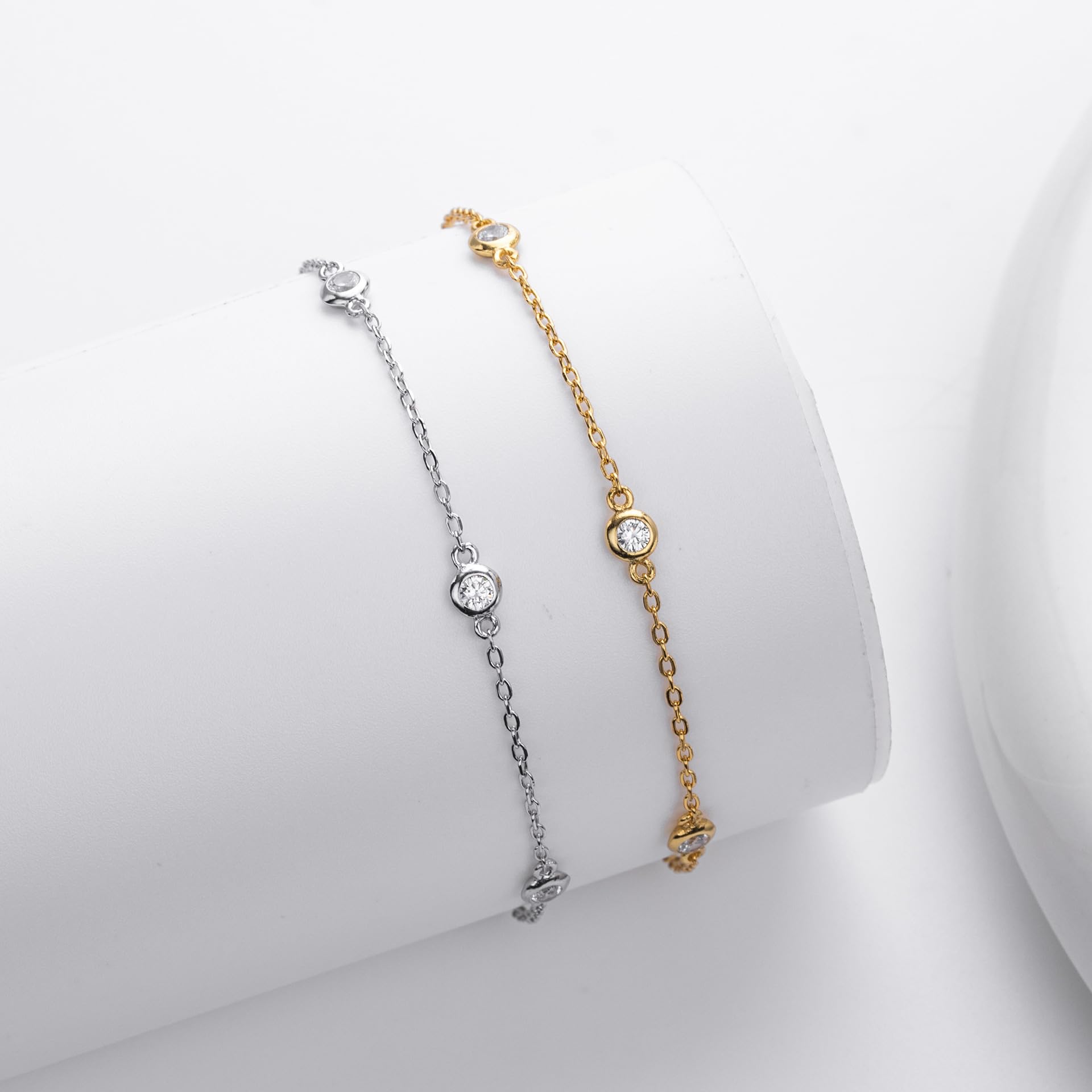 Pulseras De Plata Ley 925 Para Mujer，Pulsera De Cadena Fina De Plata De Ley S925 De Alta Gama Con Hebilla De Resorte Ajustable, Joyería Energética Para Mujer.